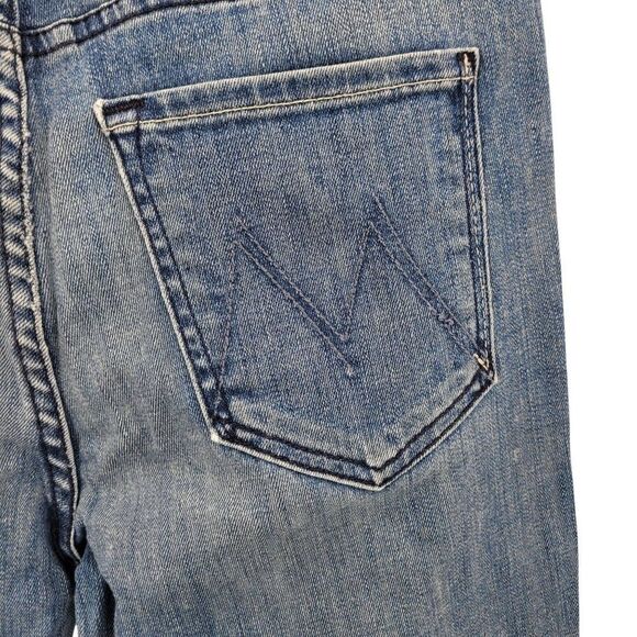 Mother The Stunner Ankle Step Fray Jeans Medium Wash Size 29 Button Fly Stretch - Picture 10 of 12